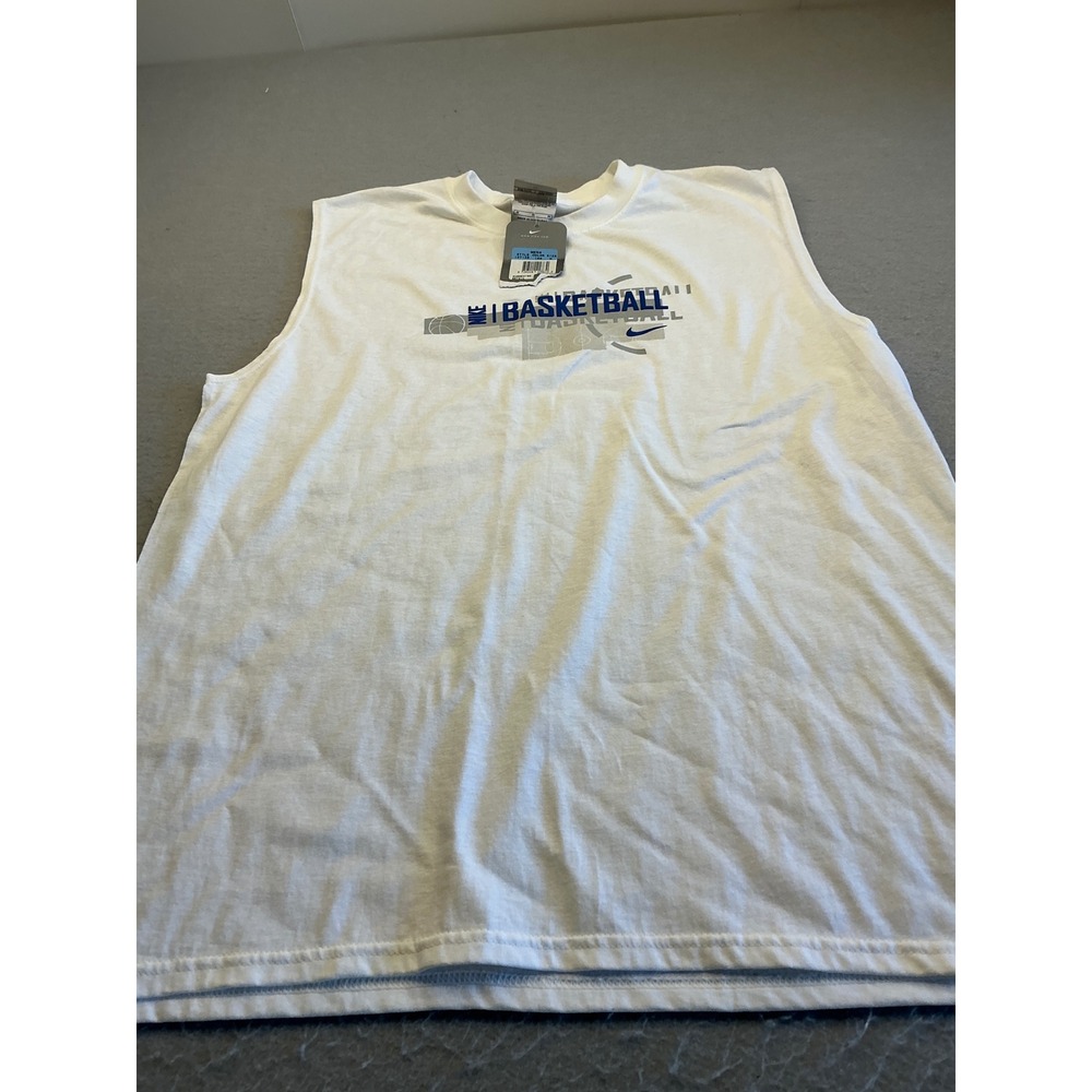 Nike Vintage Y2K Basketball Muscle Tee Shirt Graphic White Mens Medium‎ NWT